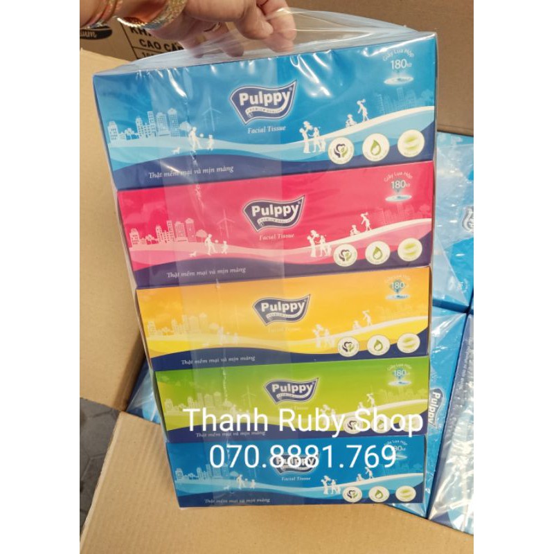( Giá Sĩ) Combo 5 Hộp Giấy Pulppy (180Tờ/Hộp) Mềm Mịn Và Dai Loại Tốt