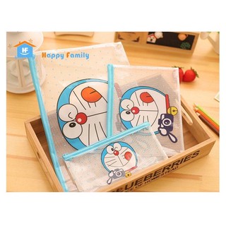 Combo 3 size túi đựng hồ sơ chống nước dây kéo Doremon cao cấp