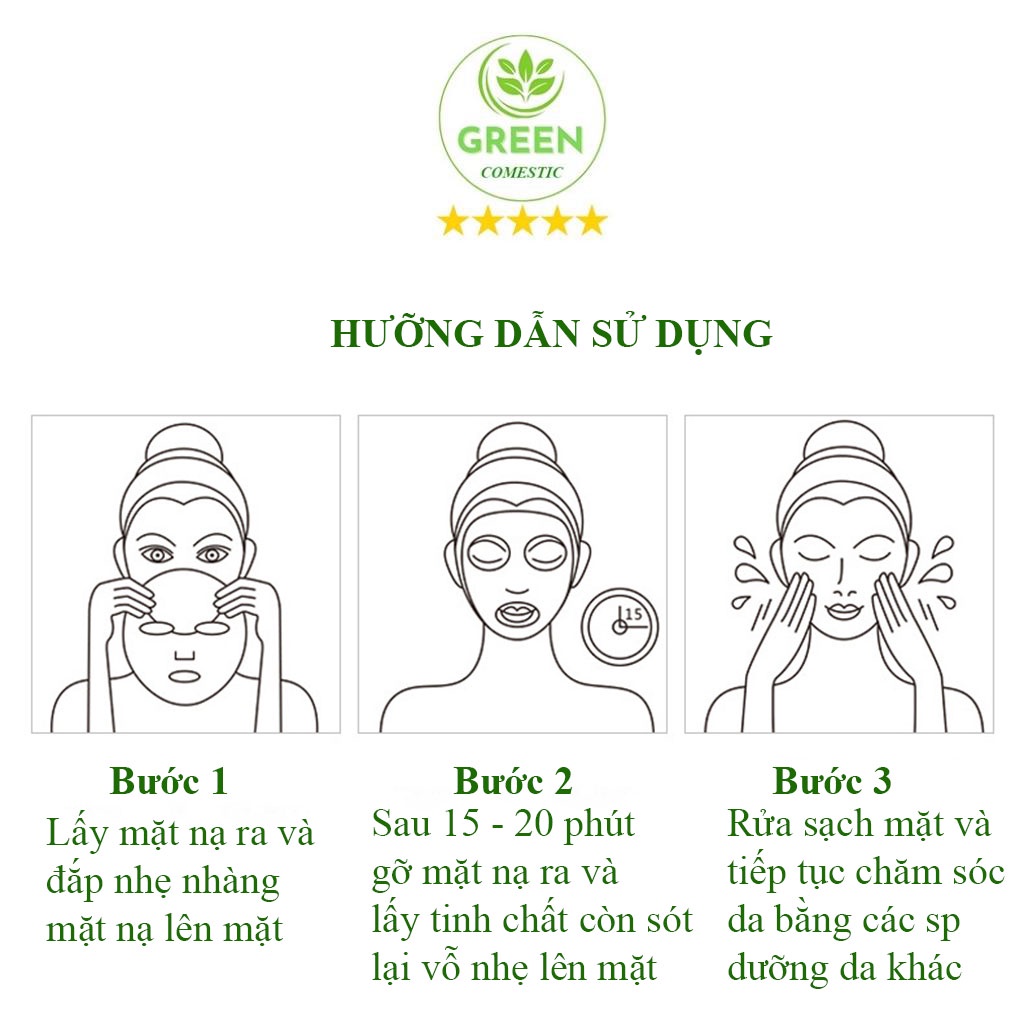 Mặt nạ giấy dưỡng ấm trắng da tái tạo da giảm mụn táo đỏ Venzen nội địa trung cao cấp Green Comestic