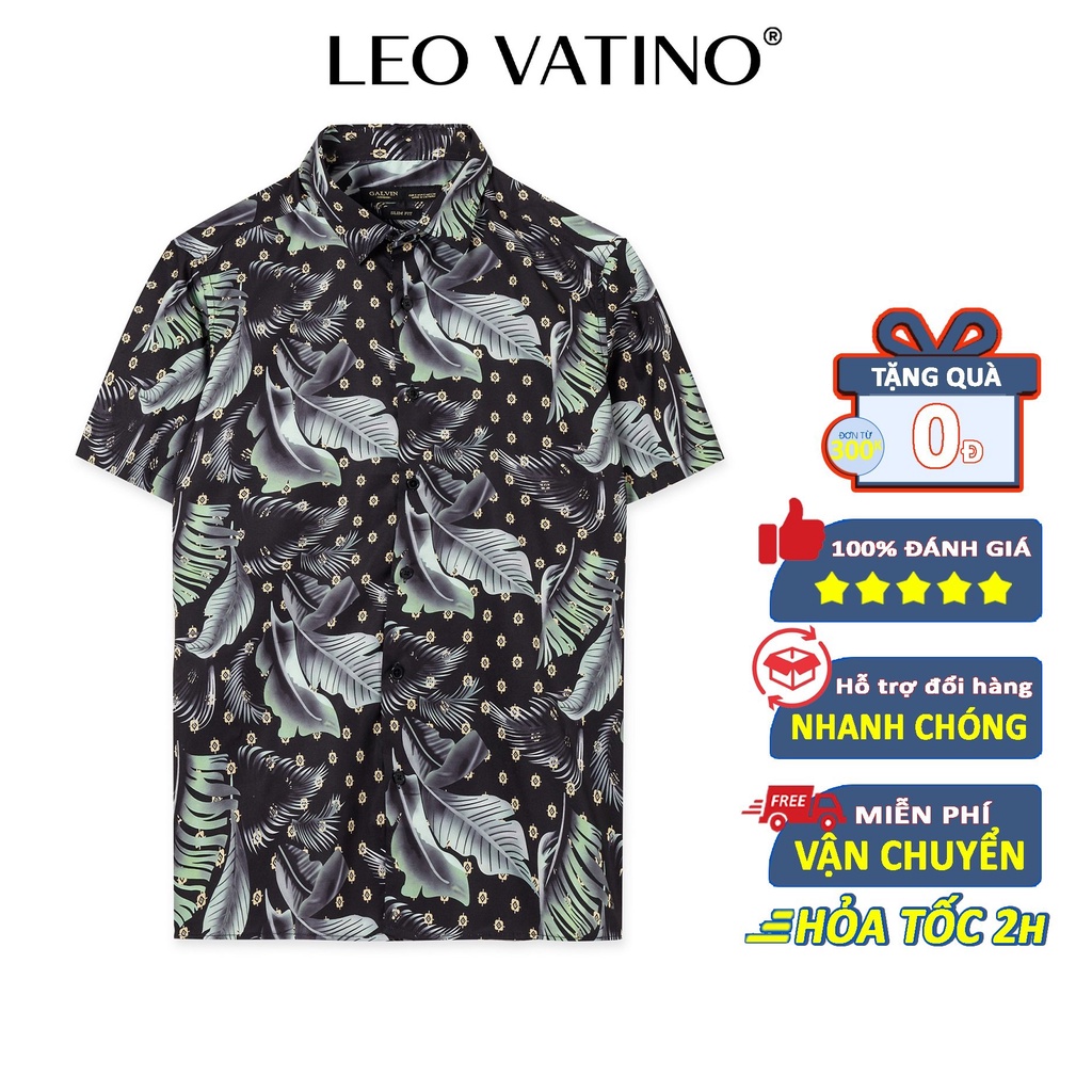 Áo sơ mi tay lỡ Galvin form rộng chất mát cộc tay đứng dáng unisex SMGV149-M5 - Leo Vatino