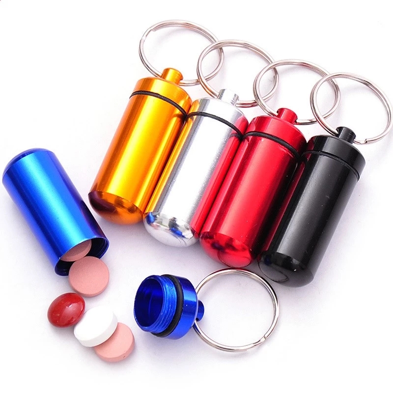 Hộp nhôm mini đựng thuốc chống thấm nước có móc khóa tiện lợi đa năng