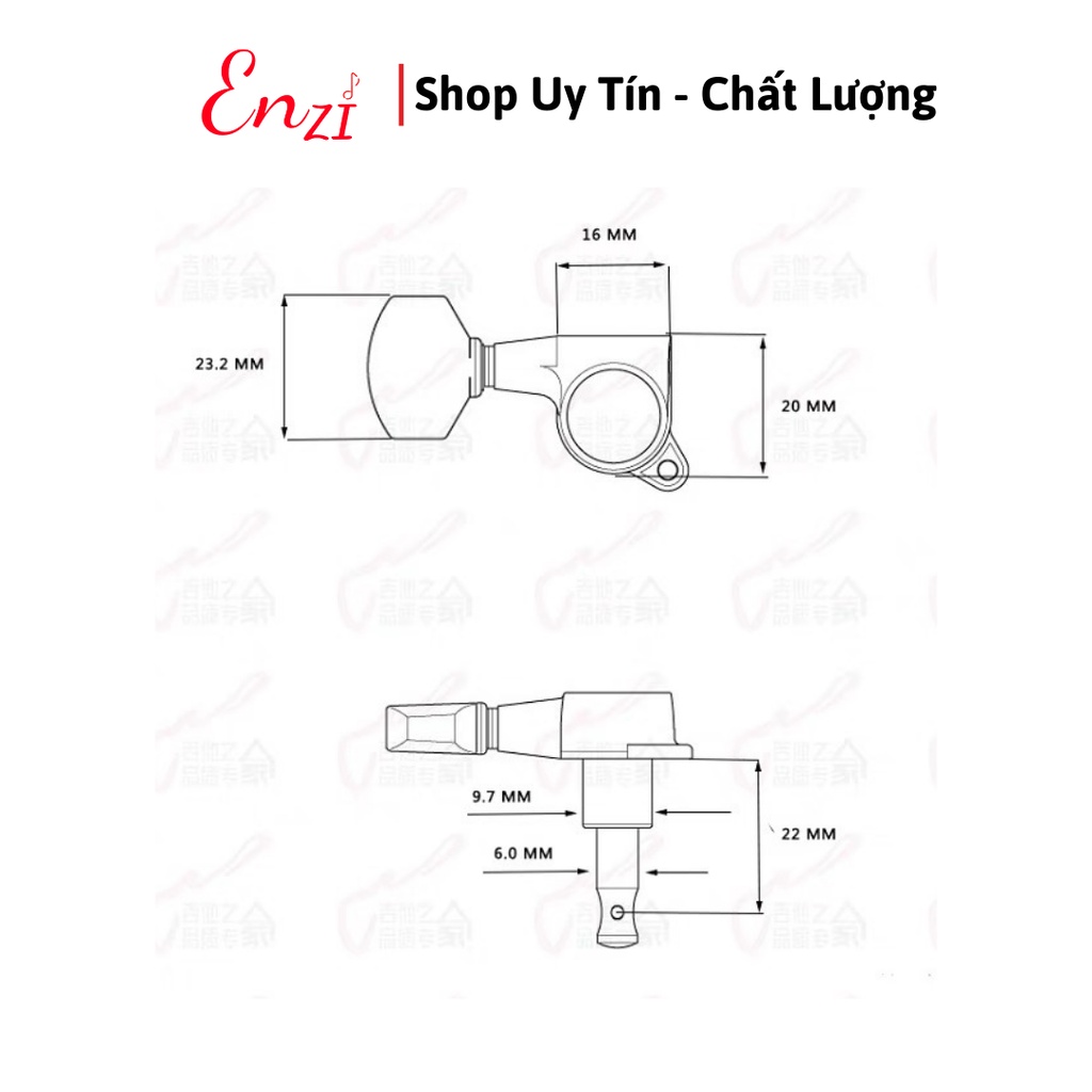 Bộ khóa đàn guitar acoustic đúc đặc màu vàng cao cấp chất liệu niken chống rỉ Enzi
