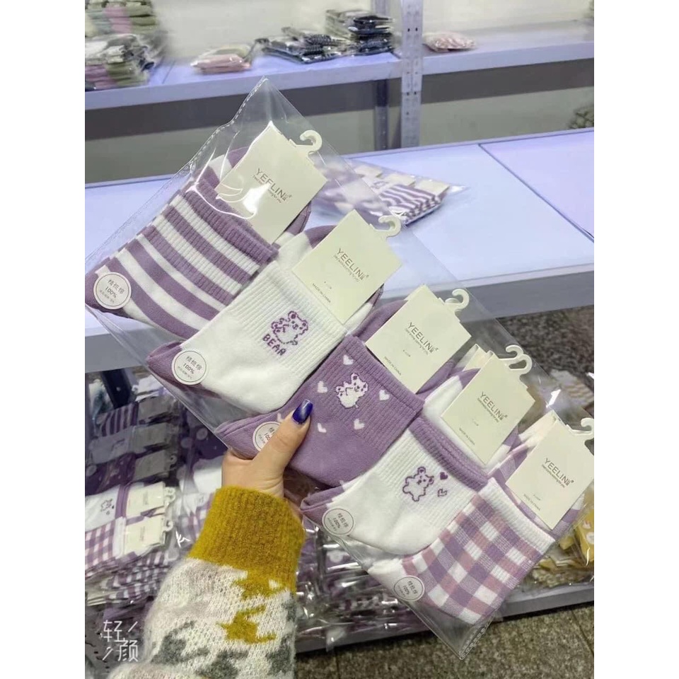 Set 5 đôi vớ tất cổ cao nữ full tag loại 1
