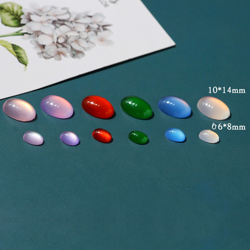 1 hạt dán oval đáy bằng nguyên liệu làm trâm làm trang sức cổ trang