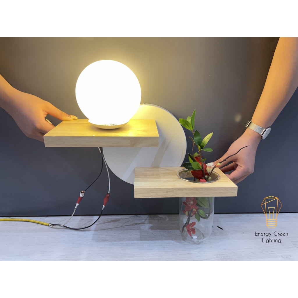 Đèn Tường Kệ Gỗ Energy Green Lighting Chao Thủy Tinh Hiện Đại DT-3639 - Trang Trí Căn Phòng