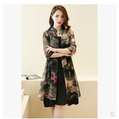 Aó khoác dài - áo CARDIGAN - áo kiểu nữ mùa hè 2019 chất voan dài tay họa tiết hoa SP.01527 | BigBuy360 - bigbuy360.vn