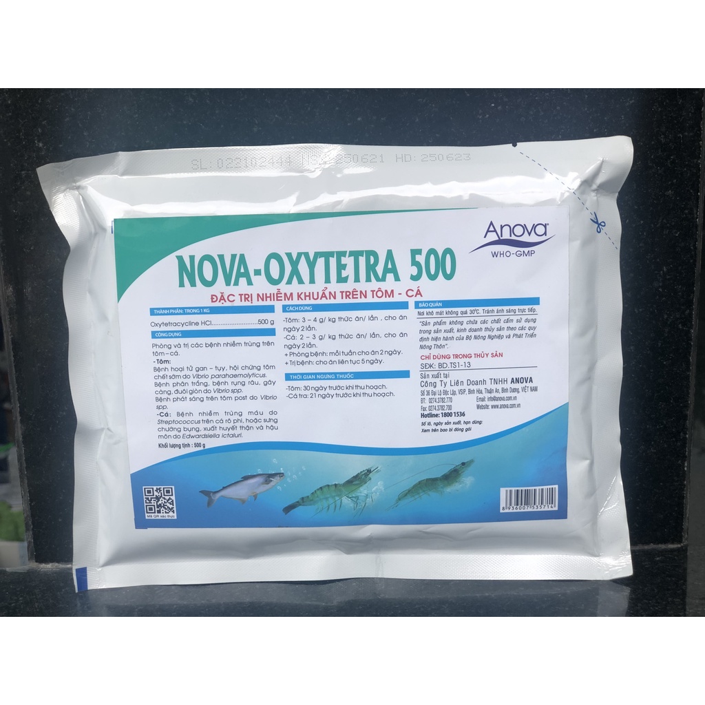 Sản Phẩm Hỗ Trợ Nhiễm Khuẩn Trên Tôm, Cá Nova Oxytetra 500
