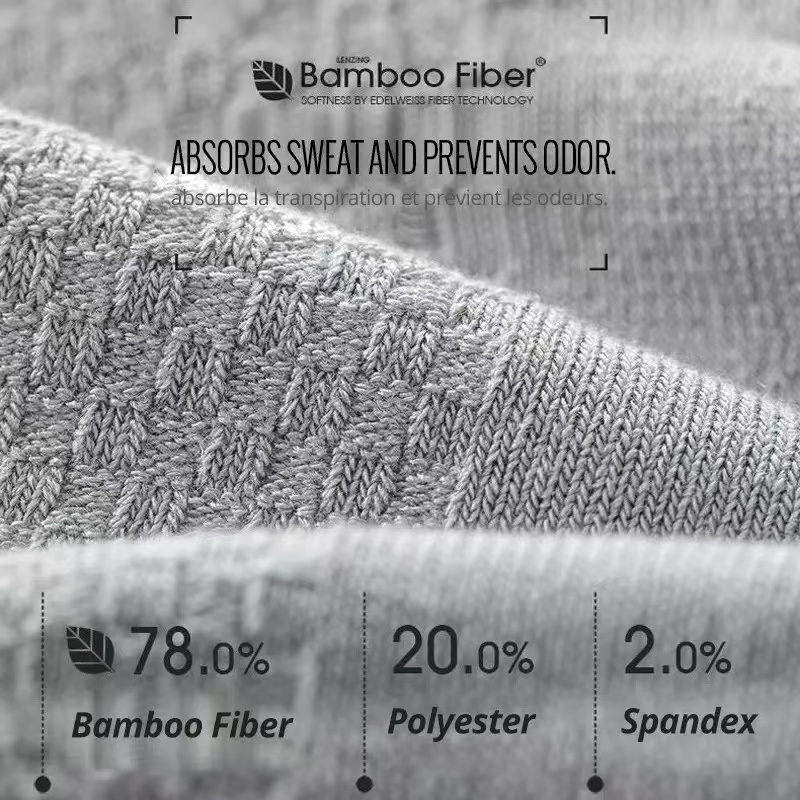 Set 5 Đôi Vớ Sợi Tre Thoáng Khí Thấm Hút Mồ Hôi Size 38-45 Cho Nam