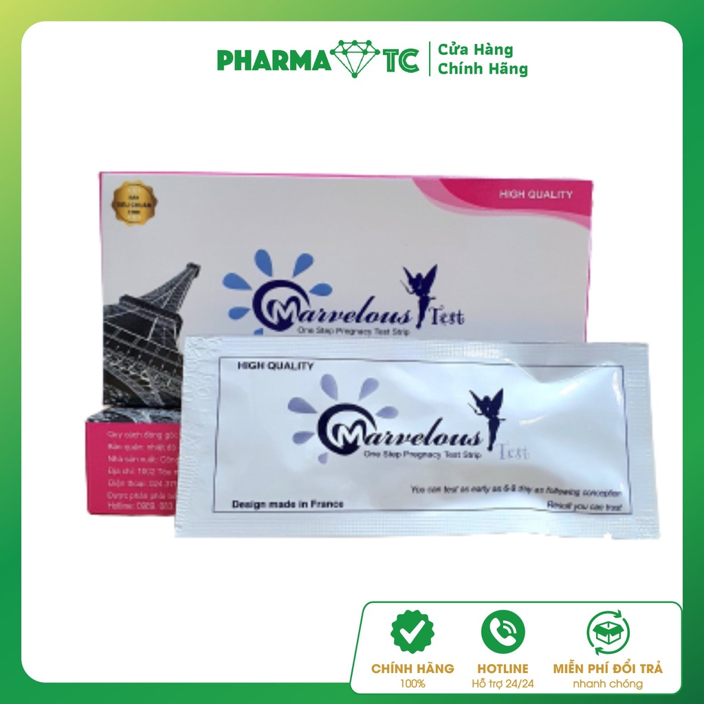 Que thử thai Marvelous, thử thai nhanh và chính xác - Hộp 1 test và 1 cốc - PharmaOTC