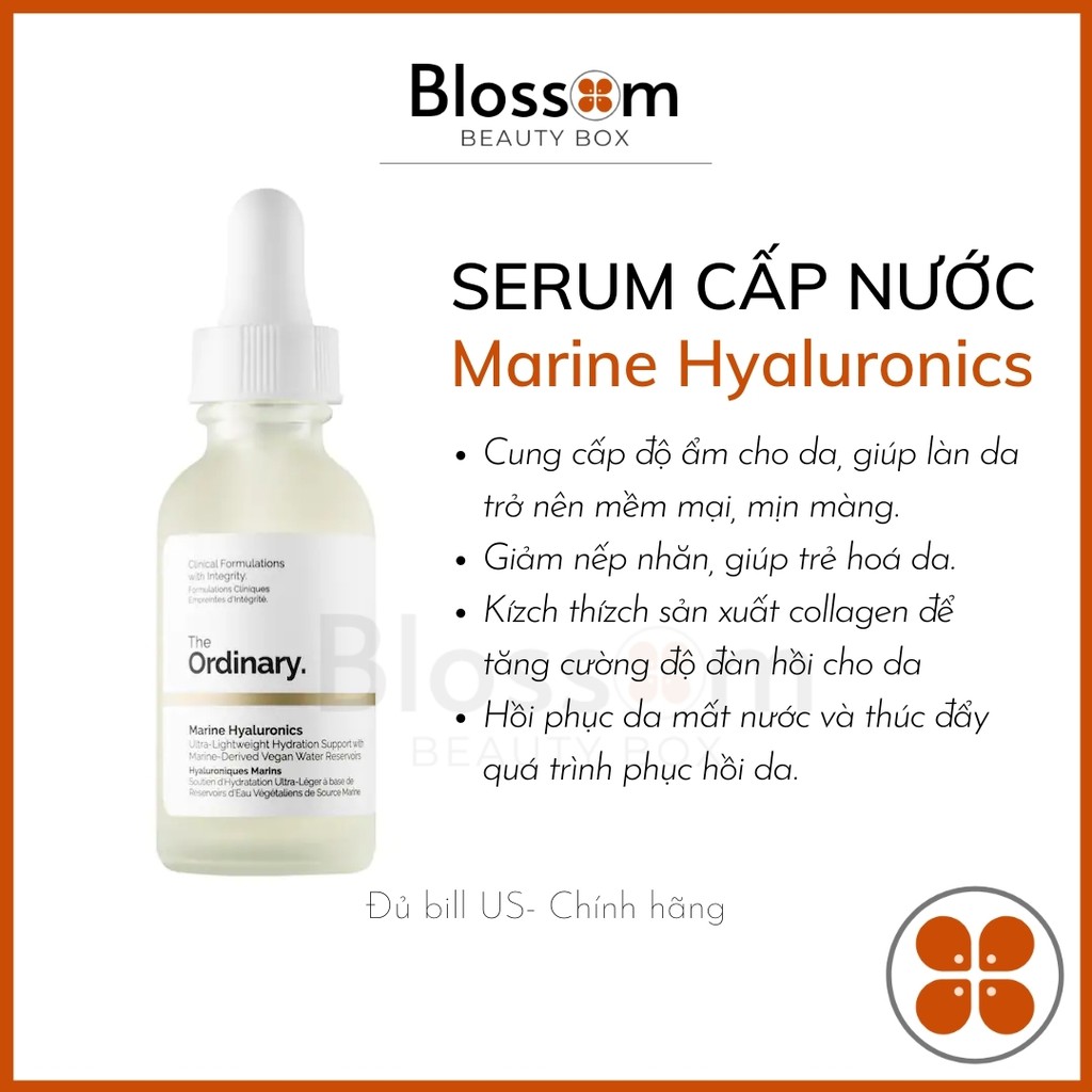 Serum tinh chất cấp nước và phục hồi da The ordinary - Hyaluronic Acid 2% + B5 / Marine