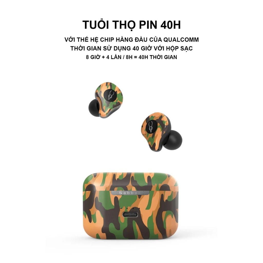 Tai Nghe Sabbat E12 Ultra/ Camo/ Marble - Tai Nghe Nhét Tai Không Dây True Wireless - Hỗ Trợ Sạc Không Dây