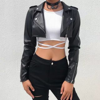 Áo khoác da jacket dáng ngắn
