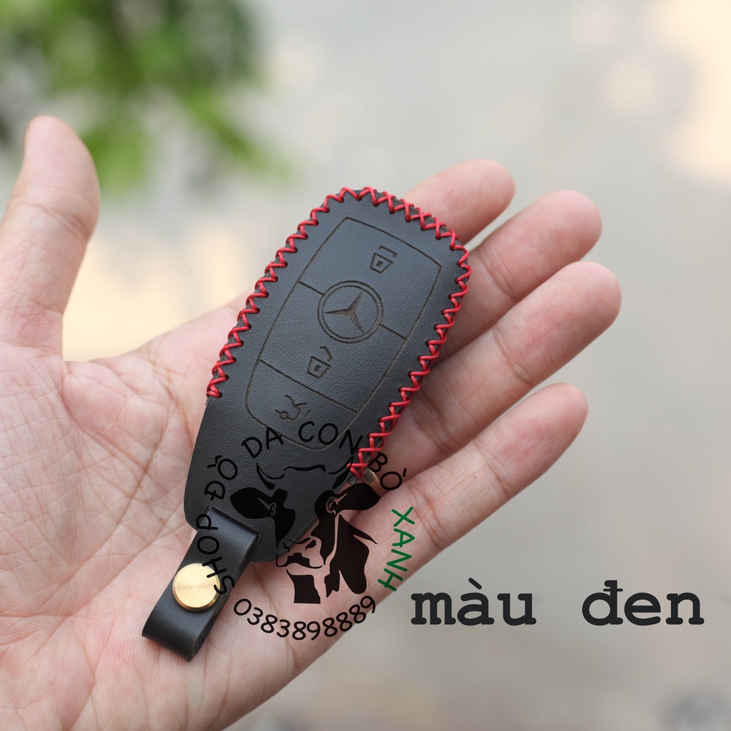 [Màu đen] Bao da chìa khoá Mercedes handmade da thật, bao da chìa khoá Mec (dòng mới 2019) 002