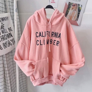 Áo hoodie nữ vải nỉ lót bông dày dặn thêu California