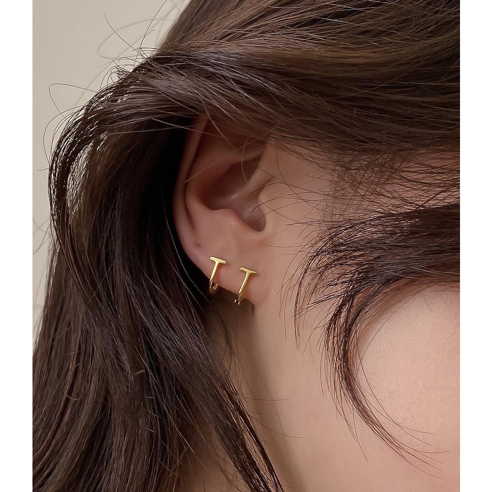 Khuyên Tai Hình Chữ T Bằng Đồng Phong Cách Hàn Quốc Thanh Lịch Cho Nữ