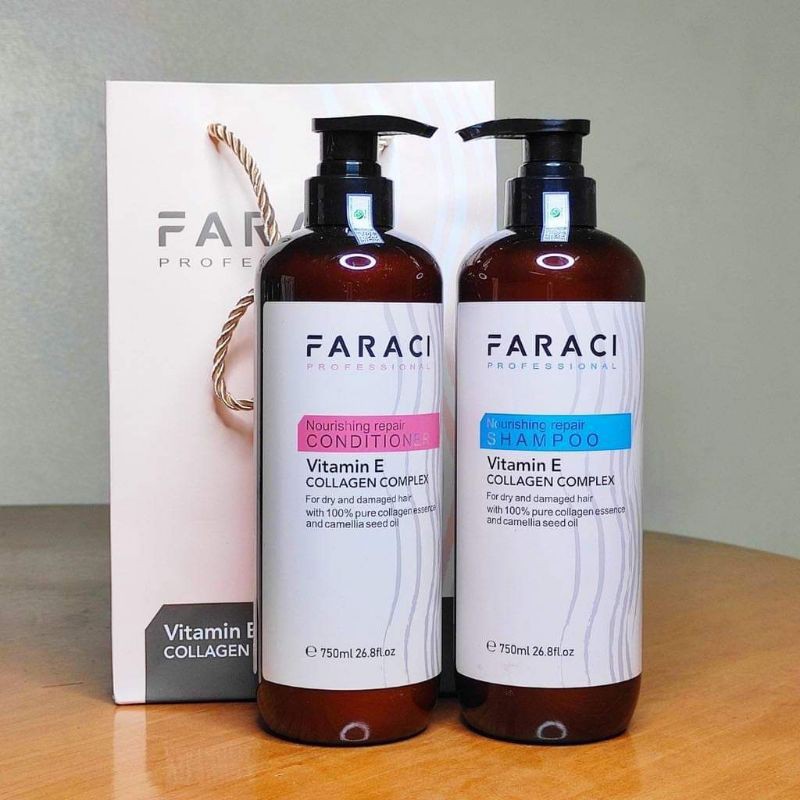 Dầu gội xả FARACI VITAMIN E 750ml. Phục hồi tóc, Chống Rụng, Kích Thíc Mọc Tóc. Siêu Mềm Mượt