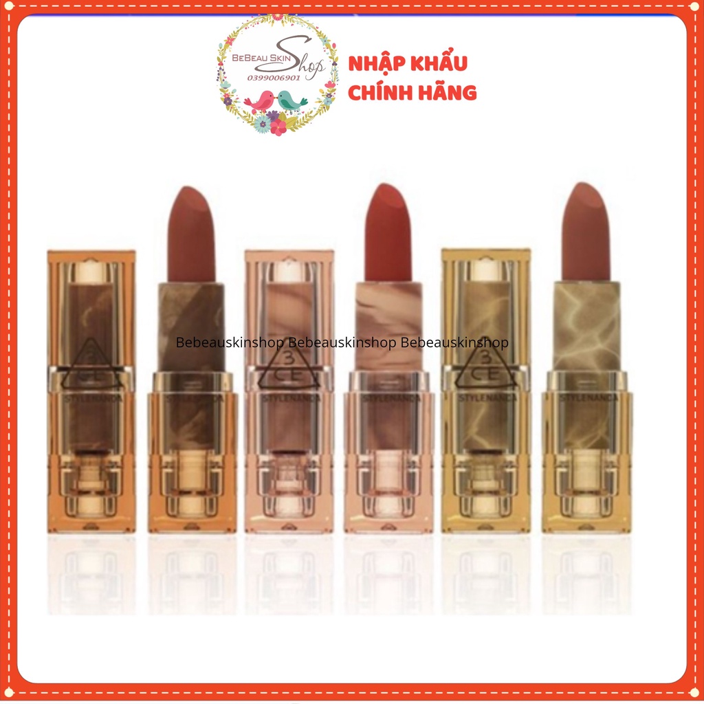 SON THỎI 3CE Vân Đá DEEP UNDER Soft Matte Lipstick Son 3ce Clear Layer Edition