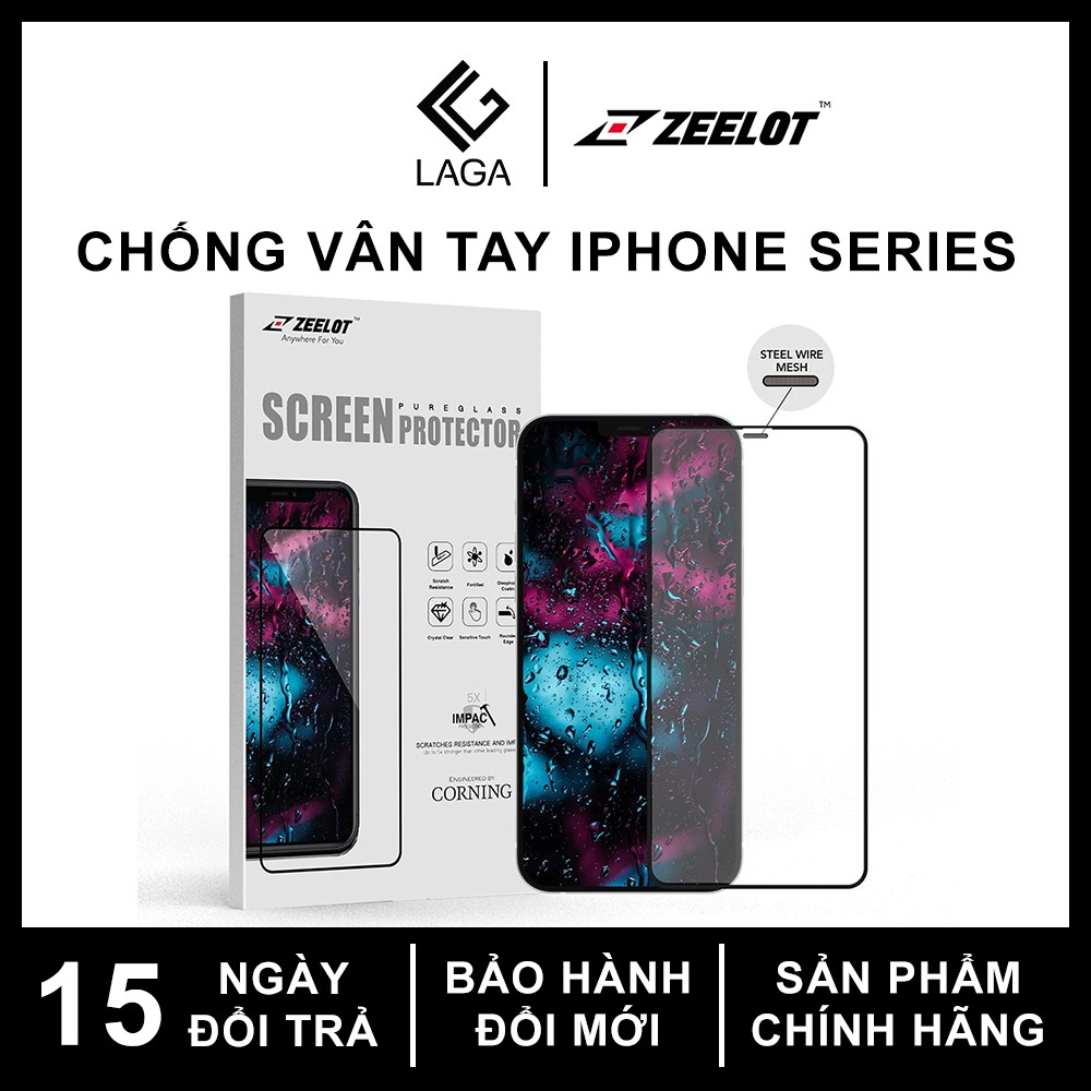 Kính Cường Lực Chống Vân Tay Zeelot Anti-Glare Lưới Thép Chống Bụi Loa iPhone 12/11 Pro Max/11 Pro/11/XS Max/XS /X/XR