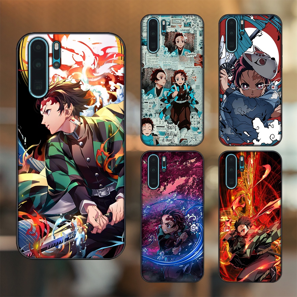Ốp lưng Huawei P30 Pro viền đen in hình Tanjiro Kimetsu No Yaiba