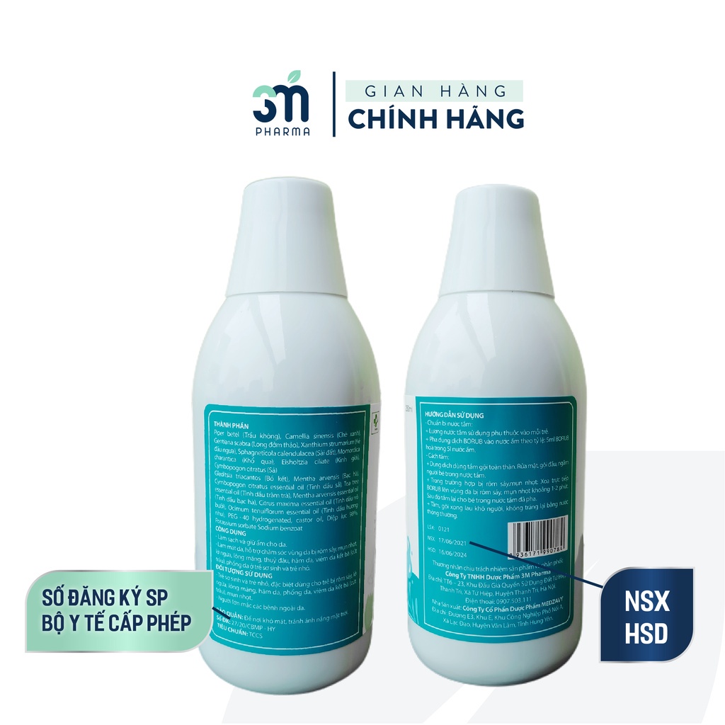 [M'SMARTY] Sữa Tắm Gội Thảo Dược Cho Bé Borub - Chiết Xuất Thảo Dược Giúp Làm Sạch, Giữ Ẩm, Chăm Sóc Da - Borub 3M 250ml