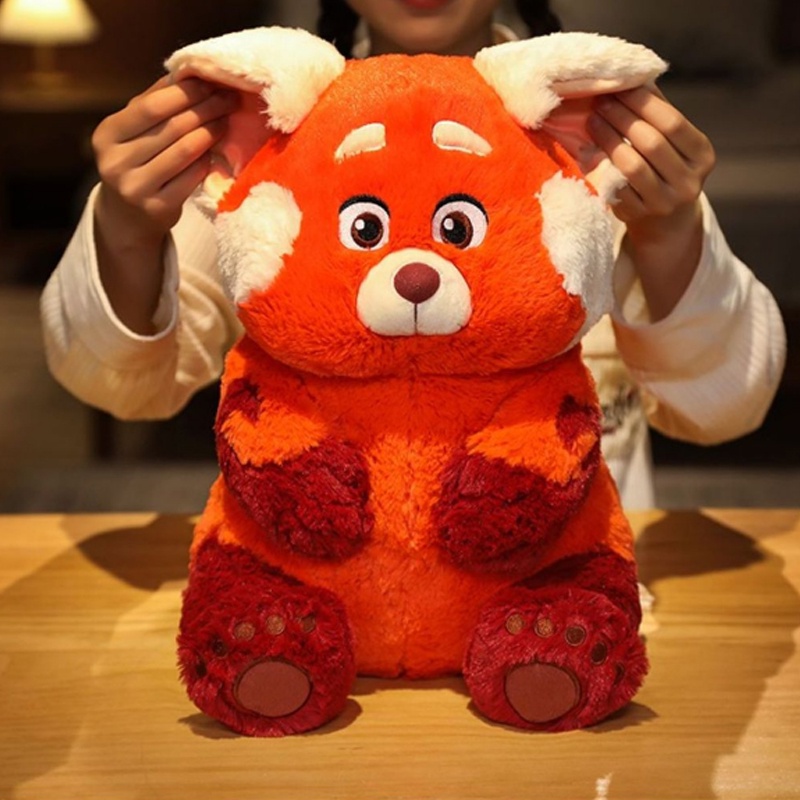 Thú nhồi bông màu đỏ bằng cotton pp/Đuôi nhồi bông làm móc khóa chủ đề hoạt hình Turning Red