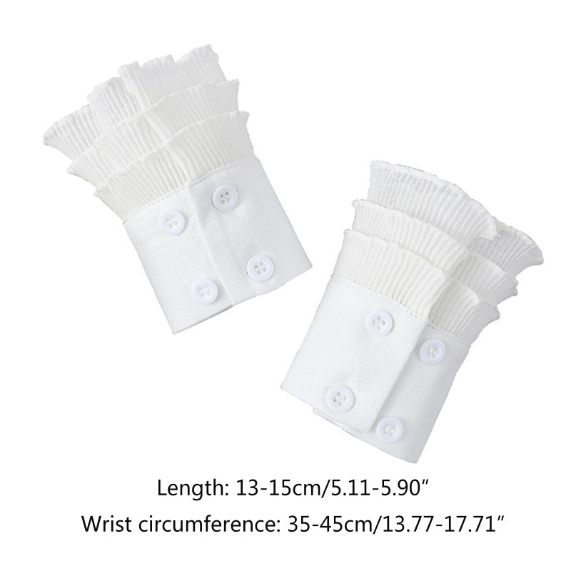 AUTU  Korean Women Elegant Three Layers White Horn Cuffs Wave Pleated Ruffled Detachable False Fake Sleeves Sunshade Sweater Decorative Wristband Bracelet