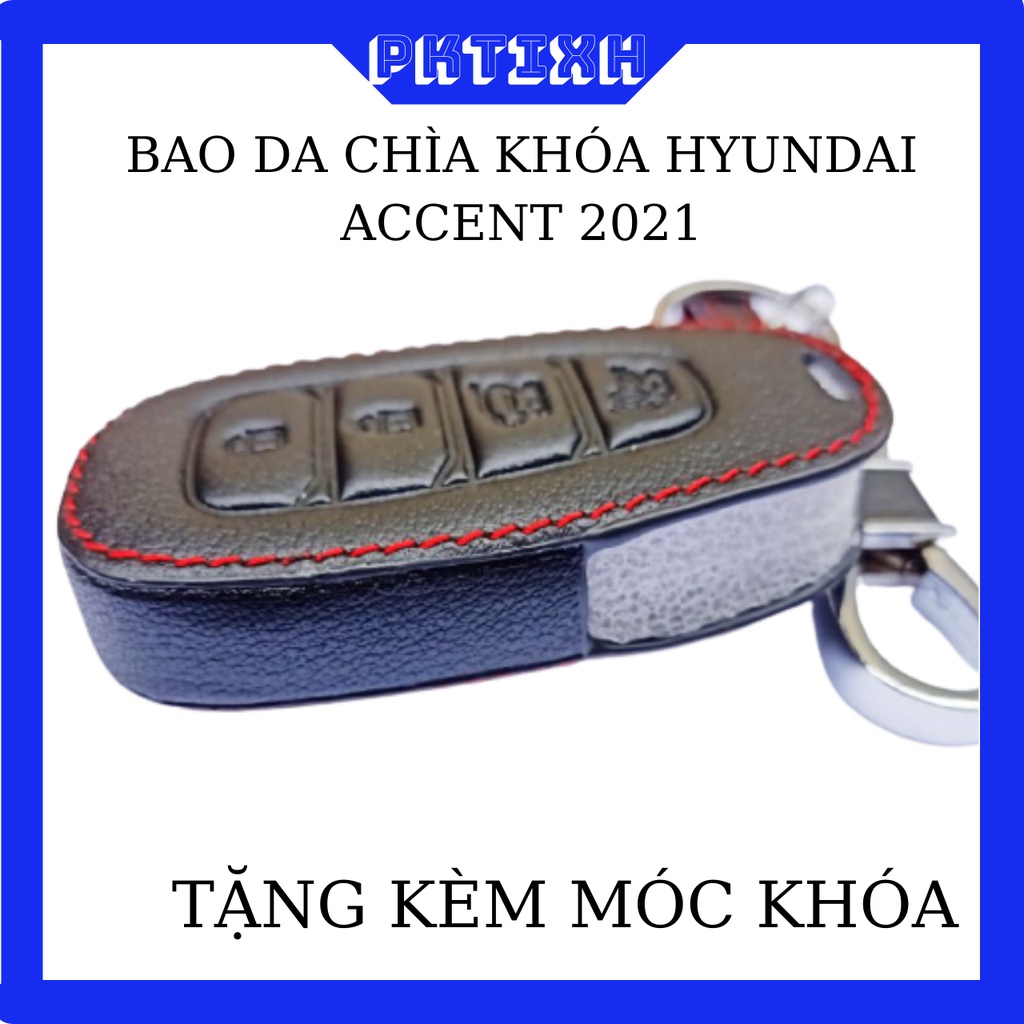 Bao da chìa khóa xe Hyundai accent đời 2021 loại 4 nút