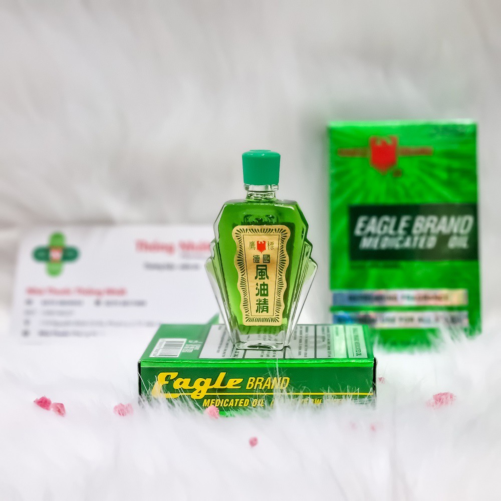 Dầu gió xanh con Ó 1 nắp Eagle Brand Medicated Oil Singapore Chai 24ml