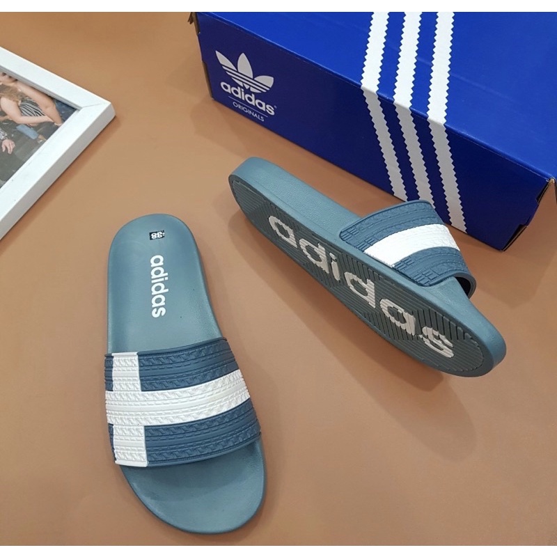 Dép thời trang quai ngang có hoạ tiết logo, Dép thể thao đế cao su phong cách hàn quốc btshop từ 38 đến 42