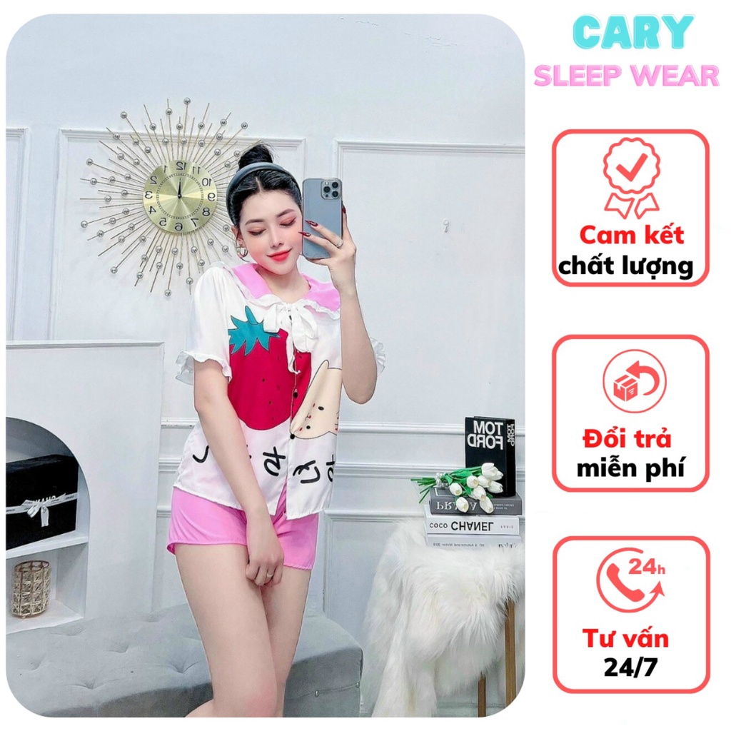 Đồ bộ nữ pijama mặc nhà, bộ ngủ dễ thương quần cộc áo cộc chất vải kate lụa mềm cho mùa hè