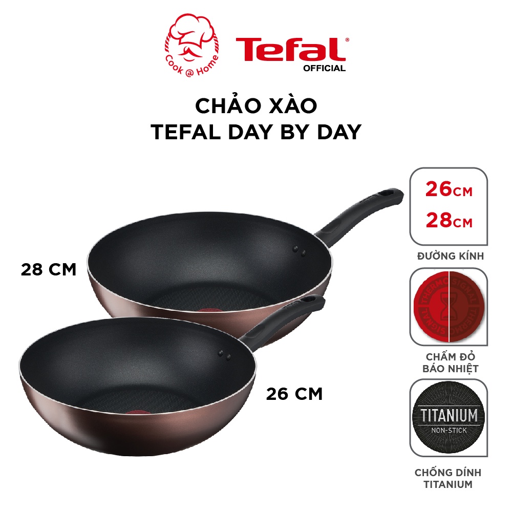 Chảo xào Tefal Day By Day size 26, 28cm -G1437705/G1431905