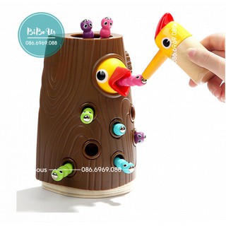 Bộ Đồ Chơi Gắp Sâu Bằng Gỗ Cho Bé 1-2 Tuổi 3 Tuổi