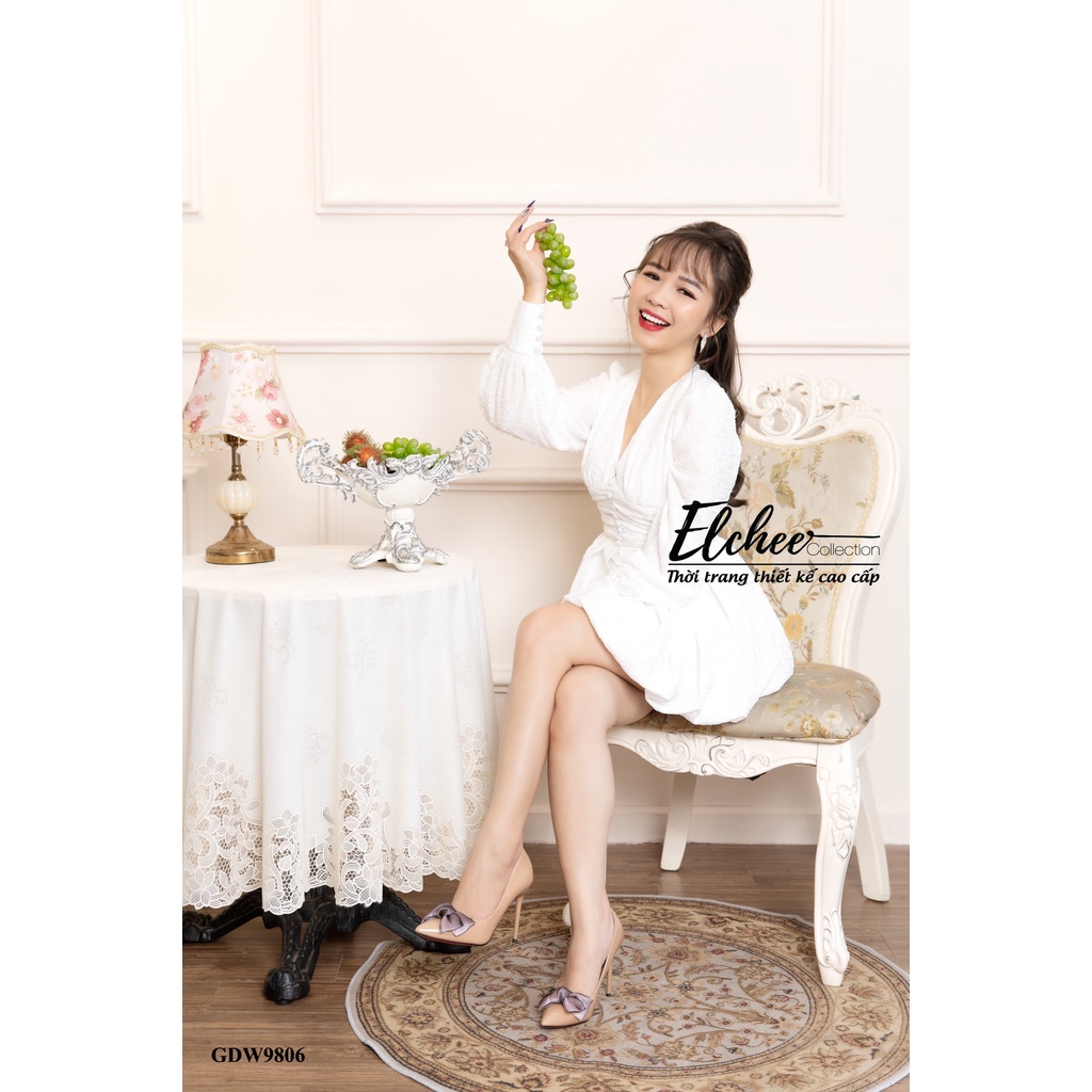 Đầm Trắng Nhún - Đầm trắng nhún xòe bèo tay dài thiết kế cao cấp Elchee Collection | BigBuy360 - bigbuy360.vn