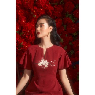 OLV - Đầm kiểu Cherry Blossom in Red Embro