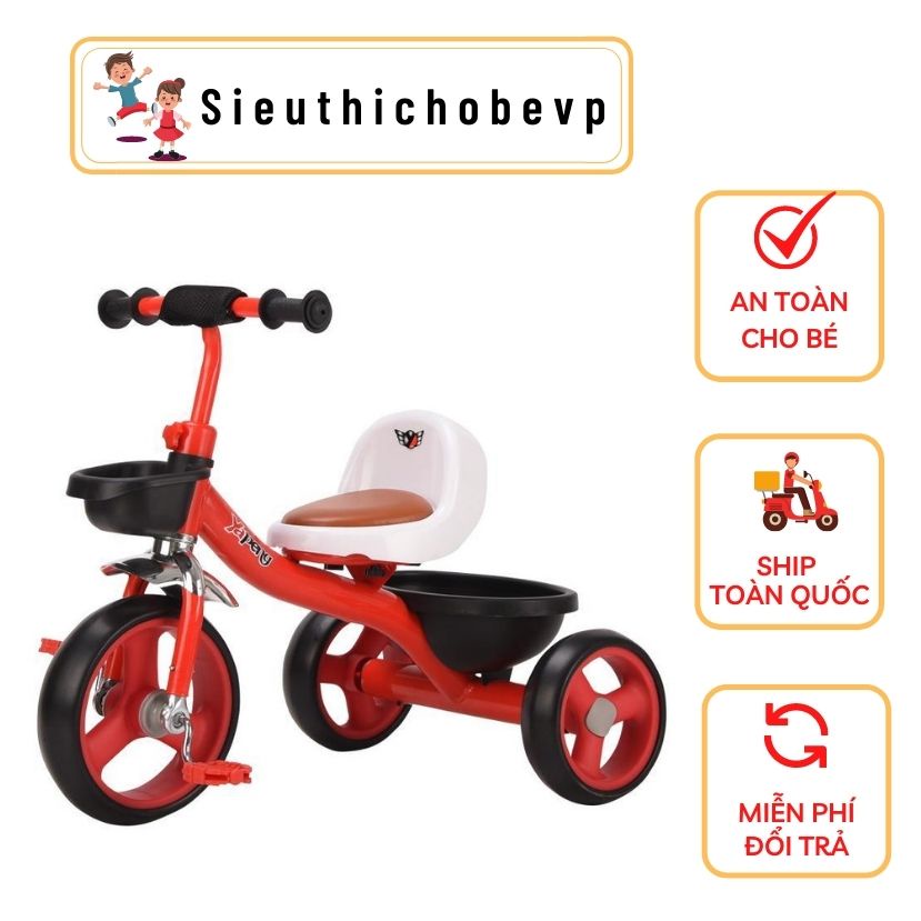 Xe đạp 3 bánh yên mềm kèm giỏ trước và giỏ sau