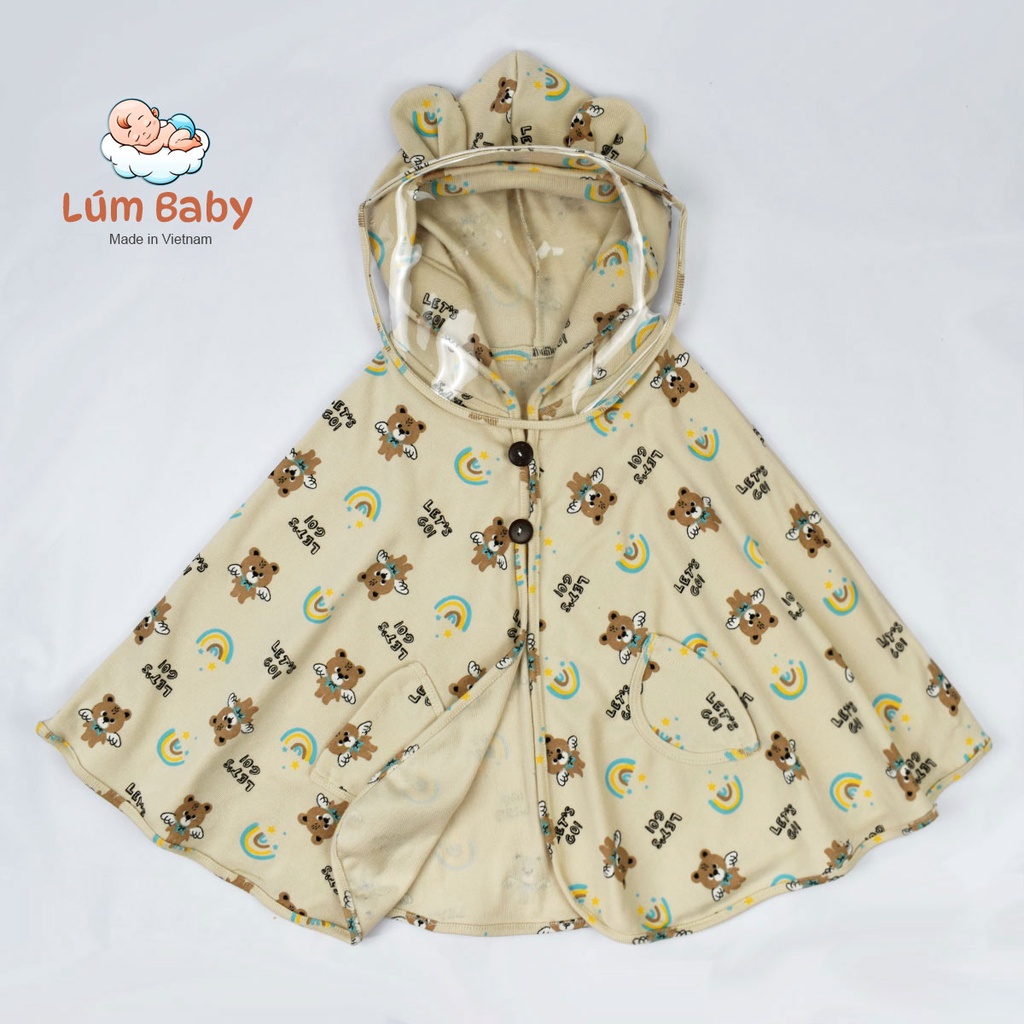 Áo choàng cho bé, áo choàng chống nắng, chắn gió 100% COTTON, kèm kính chống giọt bắn LB-KIDS