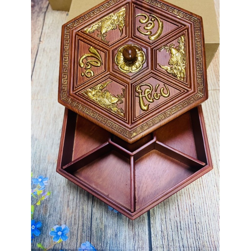 khay Mứt gỗ hương tự nhiên cao cấp hàng thủ công Mỹ nghệ phúc Lộc thọ vàng