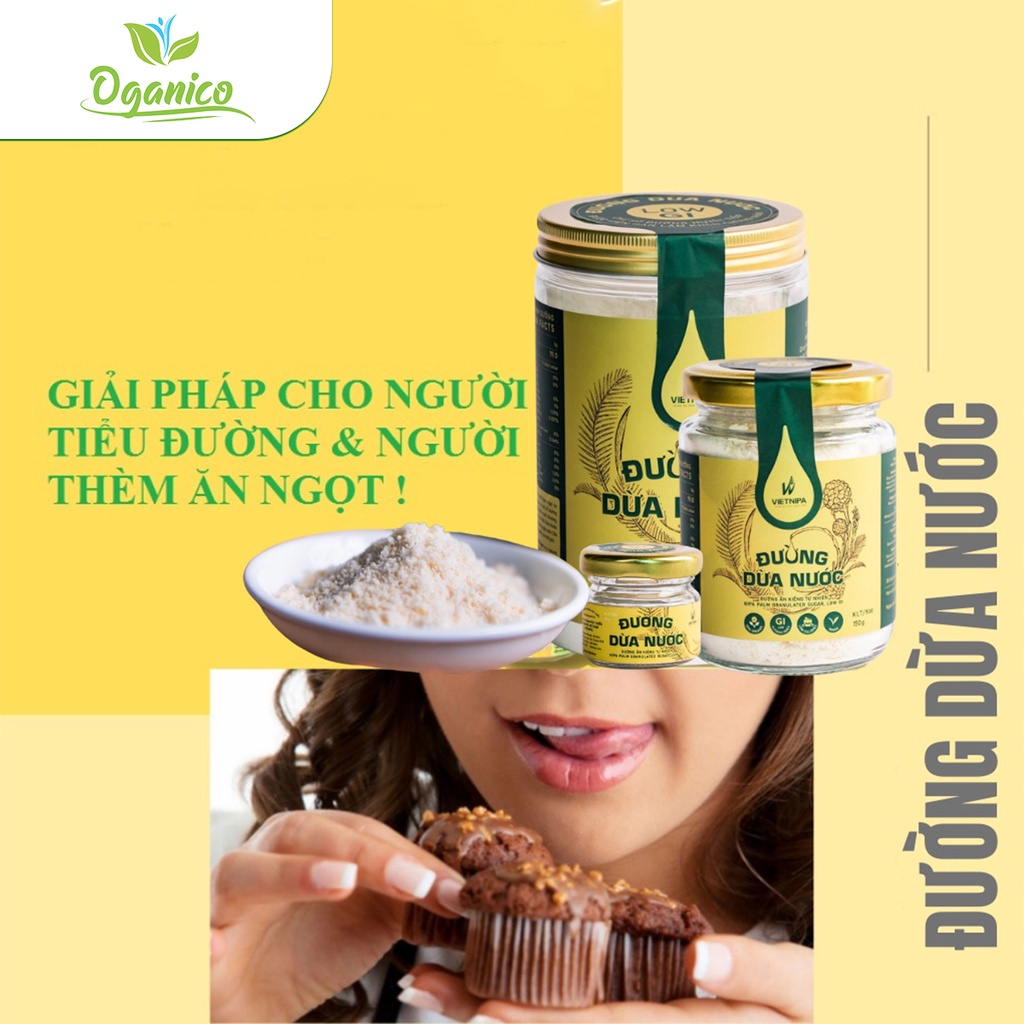 Đường mật dừa nước hữu cơ Vietnipa cho người ăn kiêng, tiểu đường 550gram - Oganico
