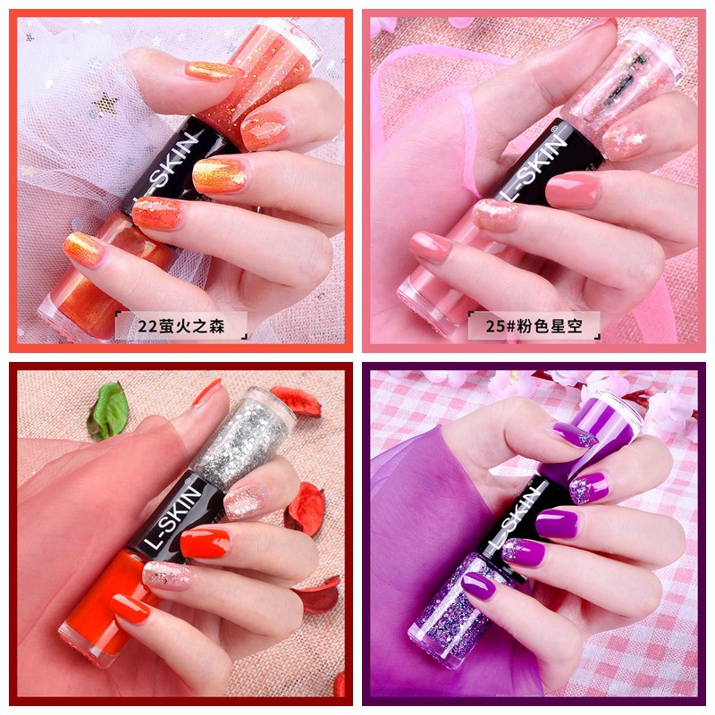 Bộ sơn móng tay hai màu microgel kim tuyến lấp lánh nhanh khô và không dễ bong tróc