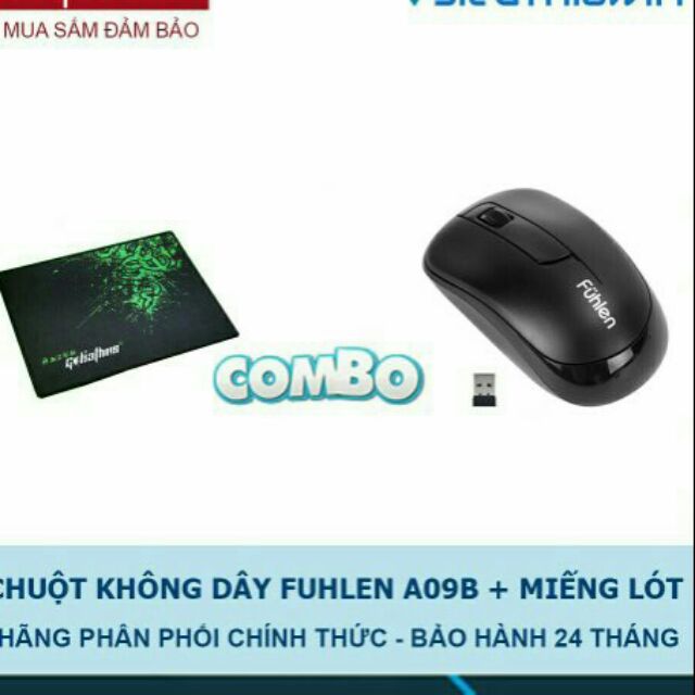 Combo Chuột không dây Fuhlen A09 + miếng lót chuột razer