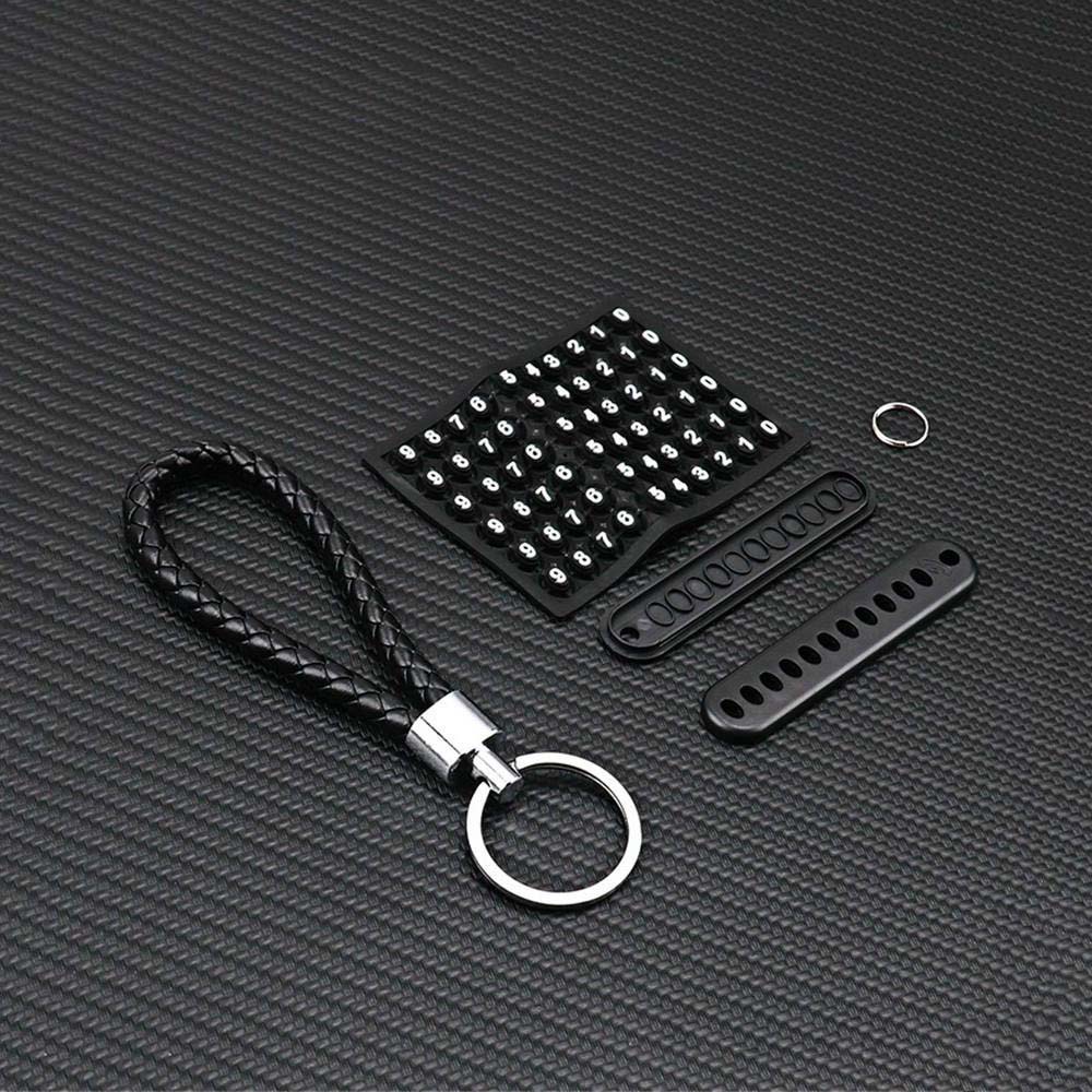 Móc khóa sáng tạo cho xe hơi thiết kế có số điện thoại chống thất lạc phối dây bện thủ công chất lượng cao