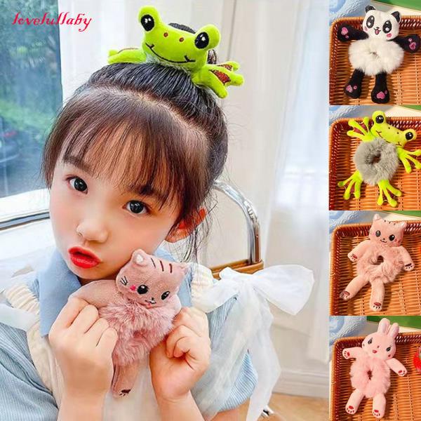 Dây Cột Tóc Hình Tai Thỏ Phủ Lông Dễ Thương Thời Trang Thu Đông Cho Bé Gái