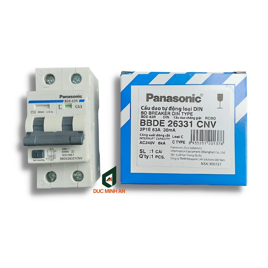 RCBO 50A 63A - Át Chống Giật, Chống Quá Tải, Chống Ngắn Mạch Panasonic Chính Hãng