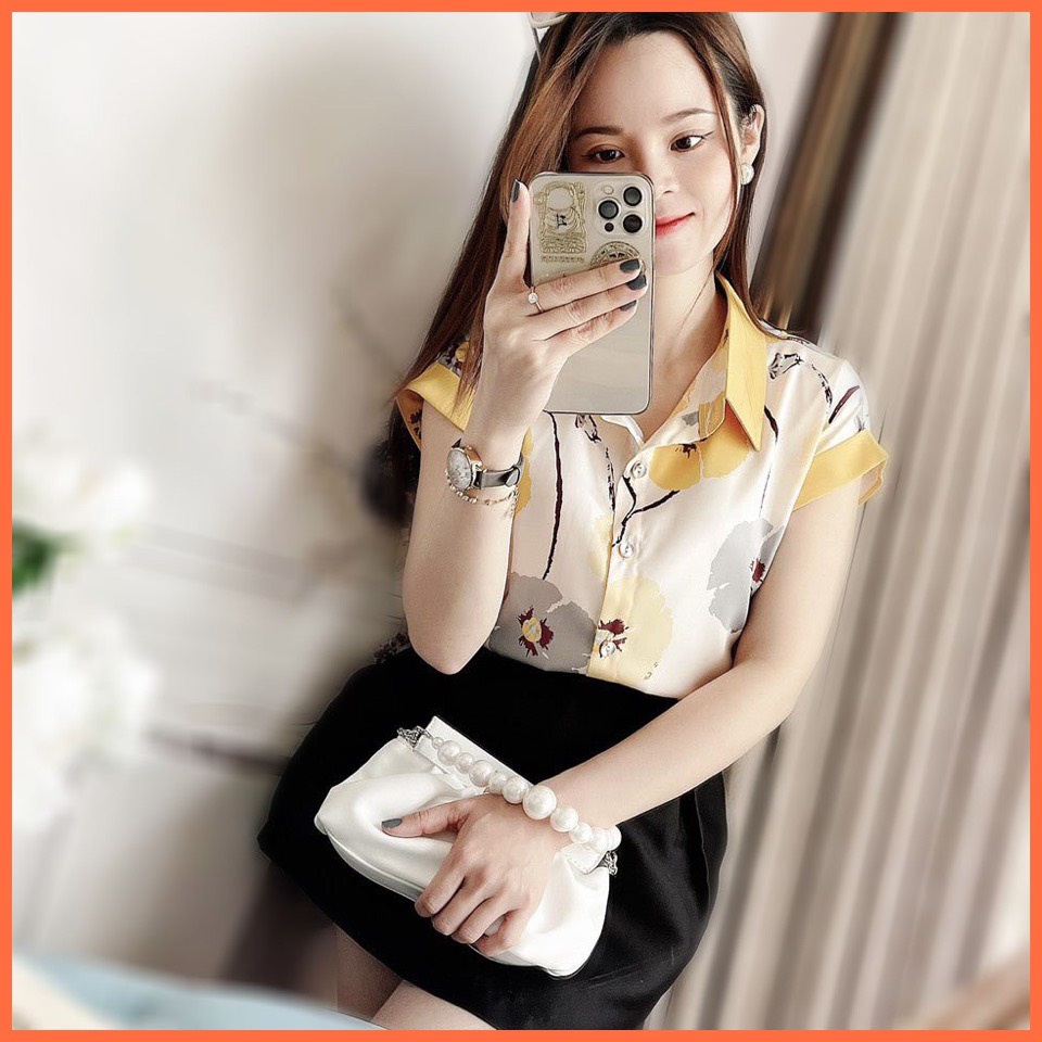 Áo sơ mi cộc tay G198 chất lụa đẹp loại 1,mát thoáng, hàng thiết kế thời trang hè 2021 dành cho nữ công sở