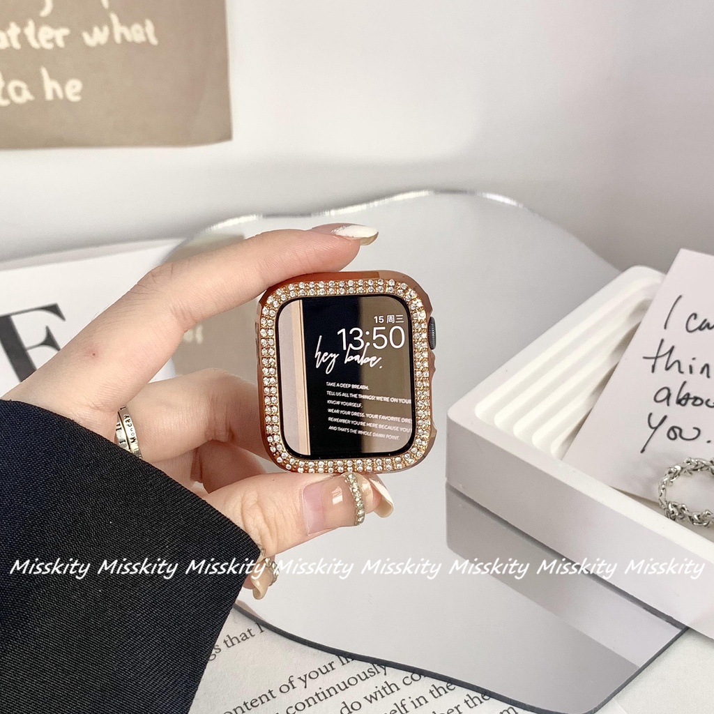 Ốp Bảo Vệ Mặt Đồng Hồ Đính Kim Cương Cho Apple watch Series 7 6 SE 5 4 3 2 1 45mm 41mm Iwatch 6 5 4 40mm 44mm