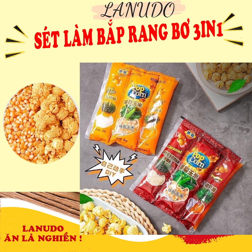 Set làm bắp rang bơ 3 in1 tự làm tại nhà ❤️ Bắp rang bơ, Caramel, Socola tiện lợi,thơm ngon, sạch sẽ, an toàn