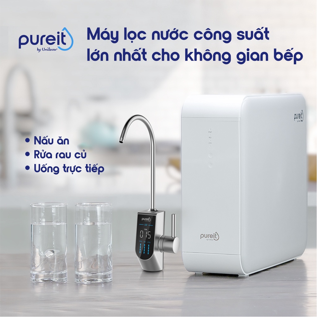 [25-27.12 TẶNG BÀN CHẢI ĐIỆN P/S | MIỄN PHÍ LẮP ĐẶT | BẢO HÀNH 24 THÁNG] Máy lọc nước Âm tủ bếp Pureit Delica UR5840