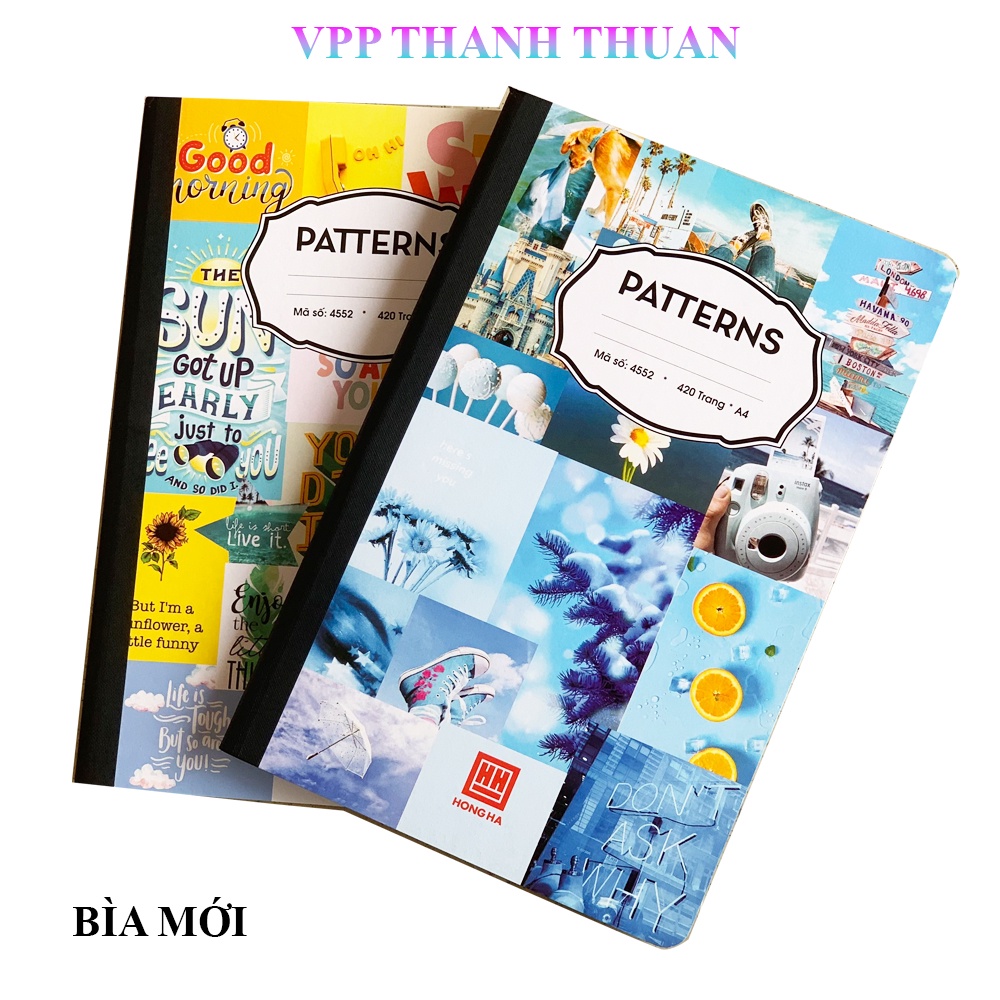 Combo 2 cuốn sổ kẻ ngang 420 trang Patterns Hồng Hà 4552.