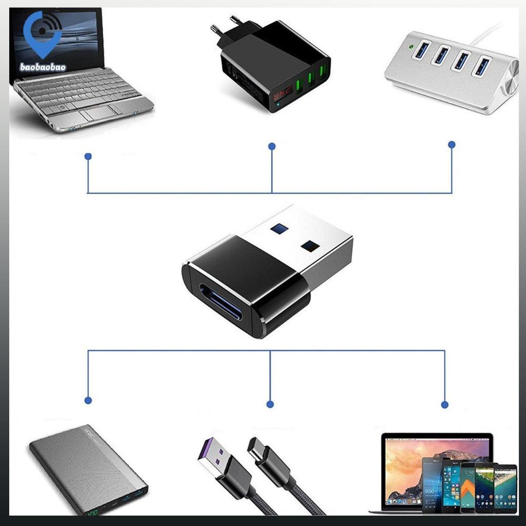 Universal USB C 3.1 Type C Female to USB 3.0 Type A Male Port Converter Adapter black OPP bag portable lightweight design