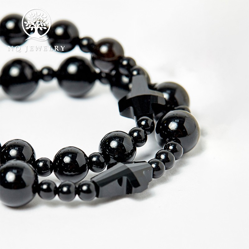 Cặp Vòng Mân Côi - Chuỗi Mân Côi Mẹ Và Bé Màu Đen Lớn 52mm, Nhỏ 40mm - NQ Jewelry